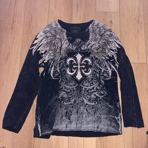 Xzavier print and rhinestone long sleeve